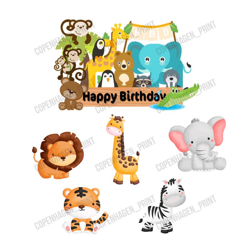 Jual Topper Kertas Animal zoo Kue Ulang Tahun / Birthday Cake / hiasan ...