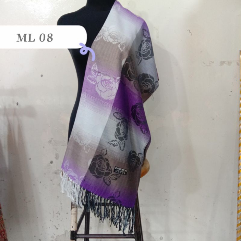 Jual Syal Warna Gradasi Motif Bunga Pashmina Gradasi Selendang