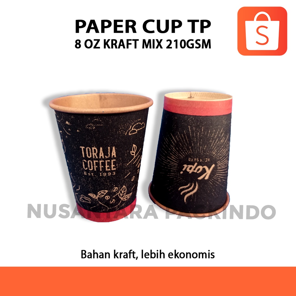Jual Paper Cup Tp 8 Oz Kraft Mix 210gsm (50 Pcs) | Shopee Indonesia