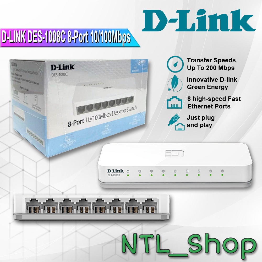 Jual DLINK DES1008C Switch Hub Desktop 8Port 10/100 Mbps Dlink