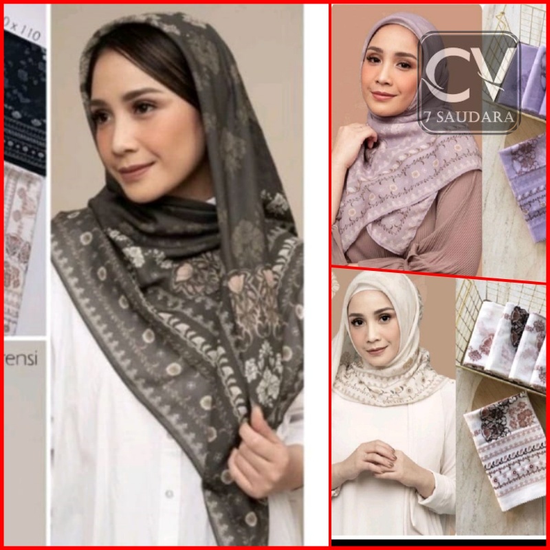 Jual Part 2 Jilbab Segiempat Voal Motif Printing Hijab Segi Empat Denay Kw Laser Cut Kerudung