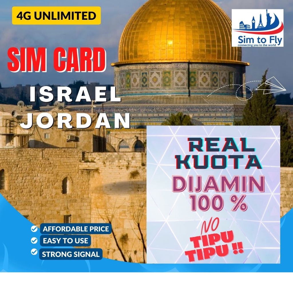 Jual Sim Card Israel Jordania Holy Land Unlimited Data ( SimCard Israel