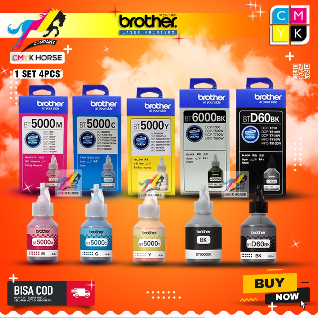 4PK Refill ink BT6000 BT5000 DCP-T300 T500/700W BT6001 BT5001 Non OEM