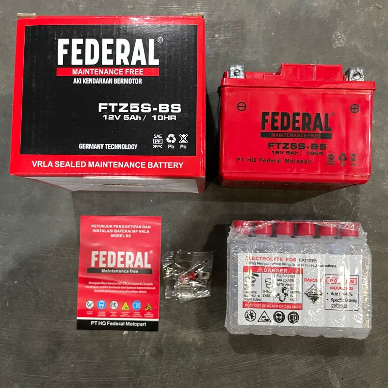 Jual aki federal ftz5s-bs semi kering beat/vario/karisma/revo | Shopee