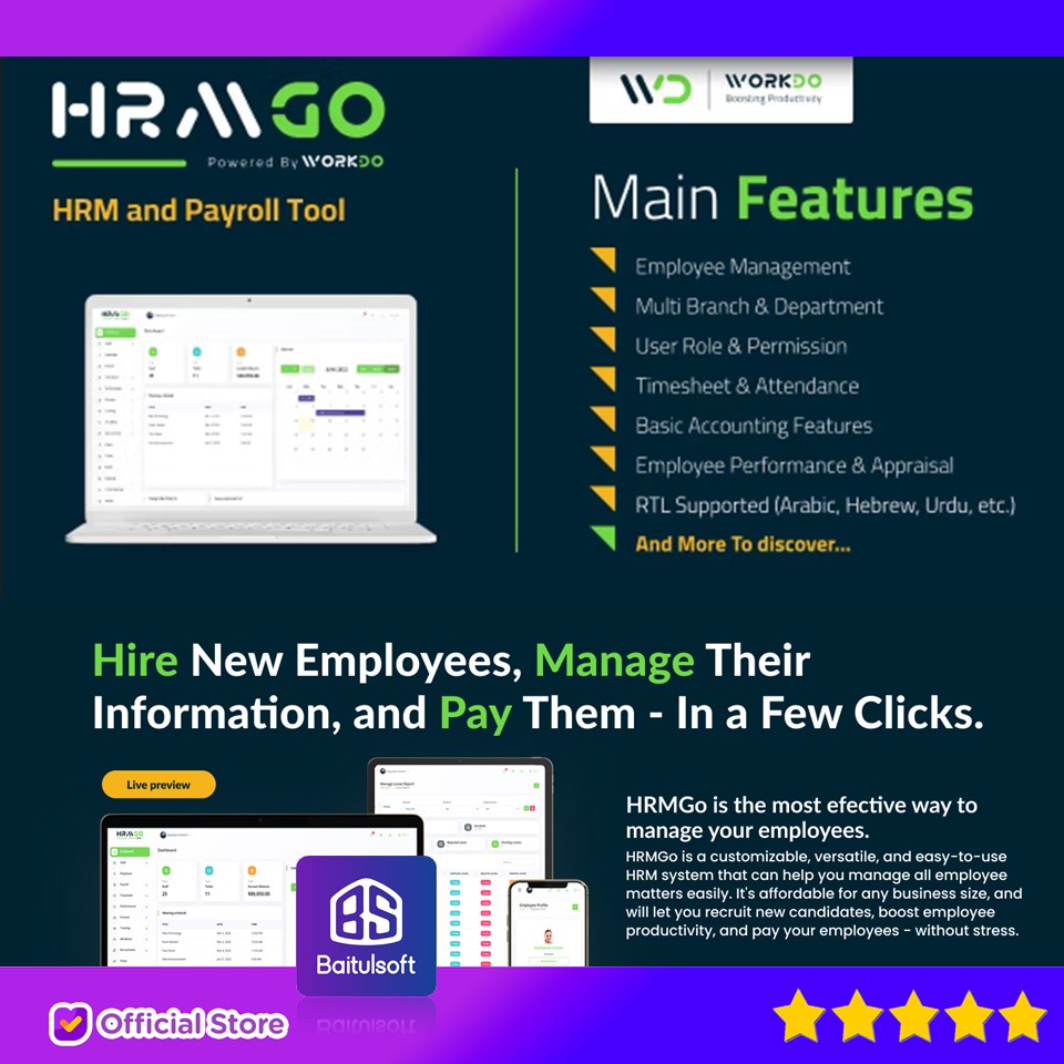 Jual SOURCE CODE APLIKASI HRMGO - HRM AND PAYROLL TOOL | Shopee Indonesia