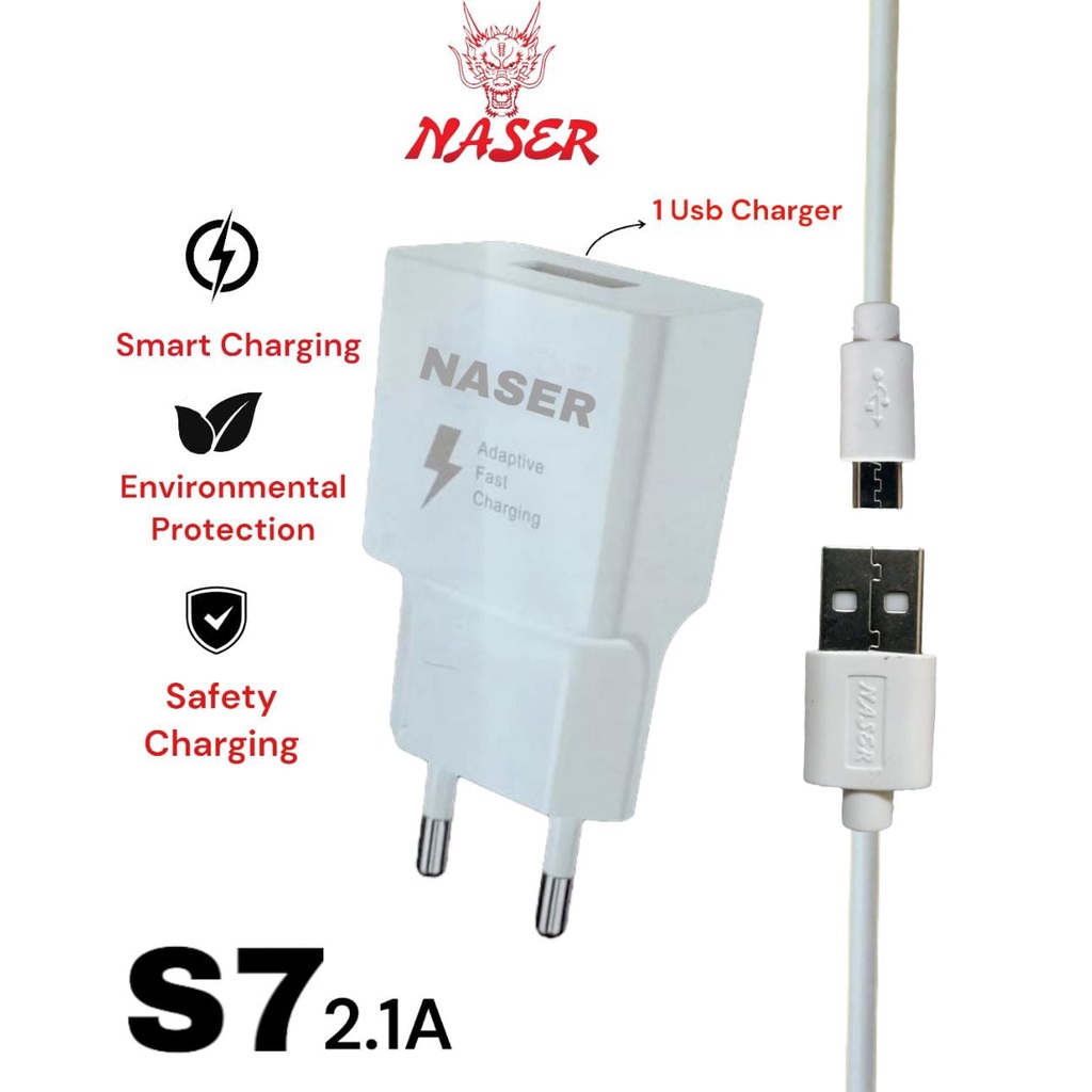 Jual NASER TRAVEL CHARGER 1 USB S7 / Charger 1 Usb 2.1A Safety Charging ...