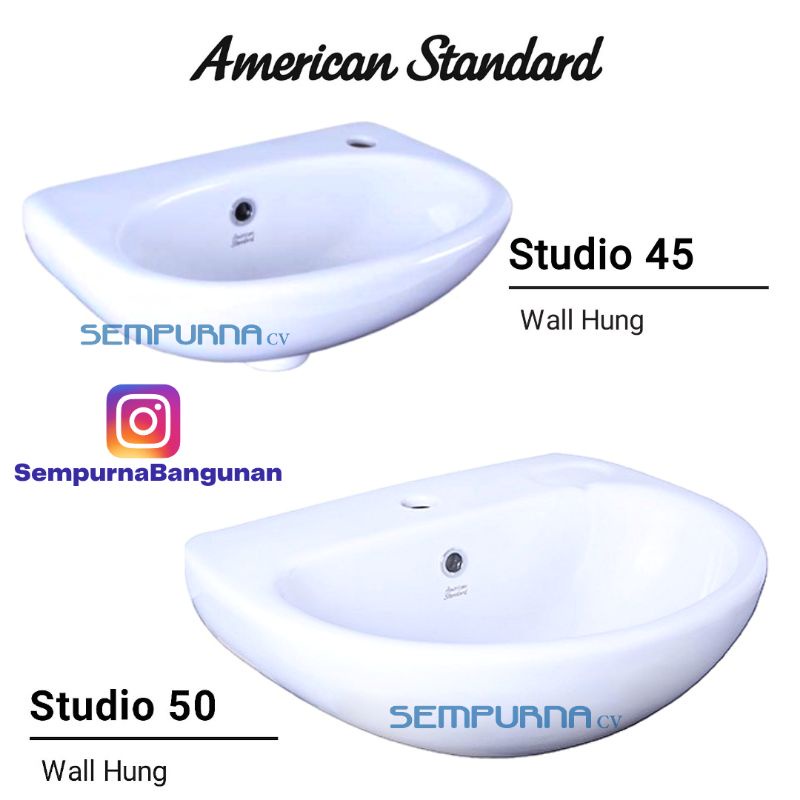 Jual Wastafel Gantung Dinding Tembok American Standard Studio Putih Wall Hung Sink Basin