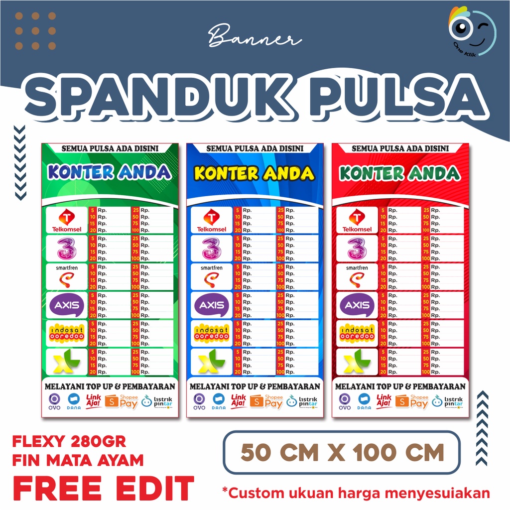 Jual Spanduk Harga Pulsa / Banner Harga Pulsa / Spanduk Konter Murah ...