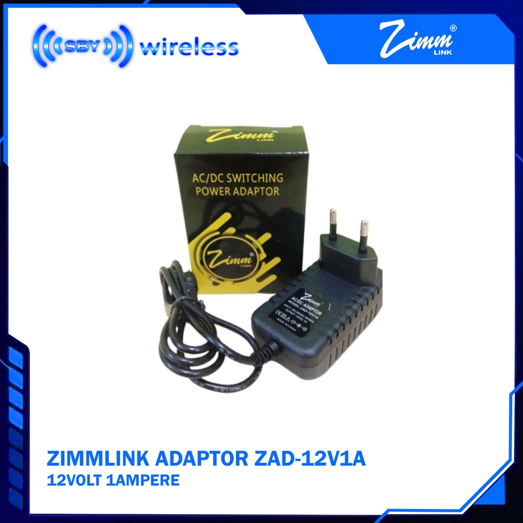 Jual ADAPTOR 12V 1A ZAD-12V1A ZIMMLINK 12VOLT 1AMPERE | Shopee Indonesia