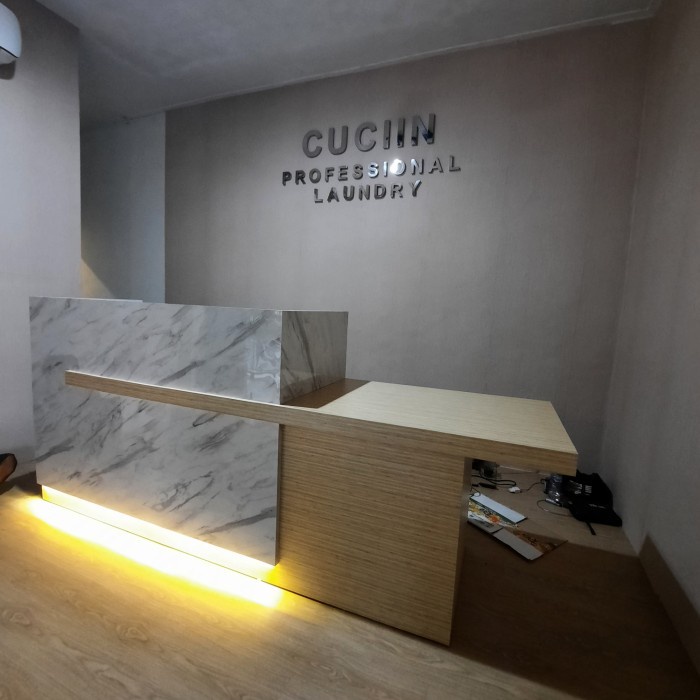 Jual pelunansan pesanan bu riska meja resepsionis meja minimalis modern ...