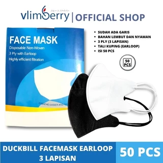 Masker Duckbill IMPOR 3 Ply Earloop Disposable Facemask DuckBill isi 50Pcs