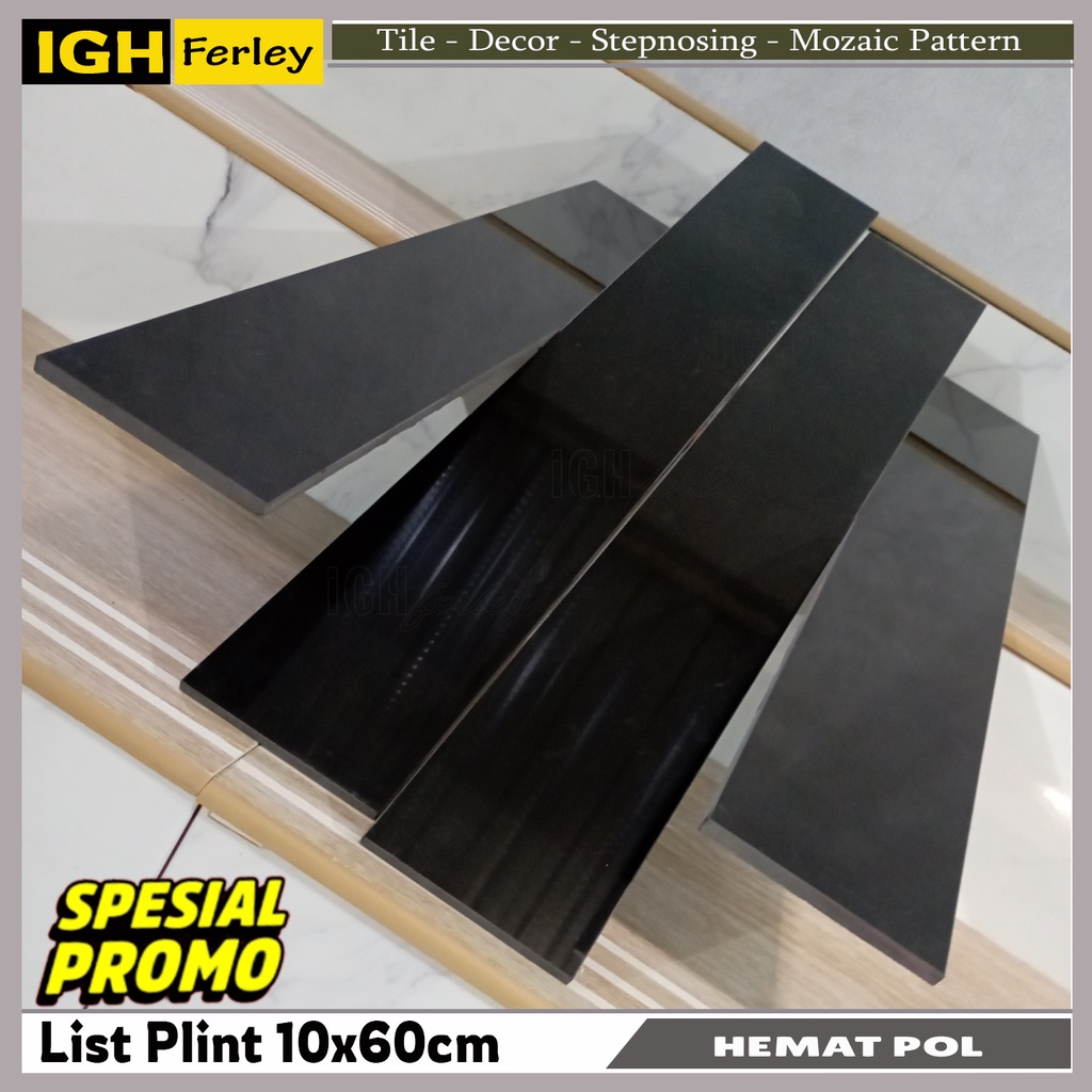 Jual Lis Plin Granit 10x60 Cm Hitam Glossy List Plint Dinding Lantai ...