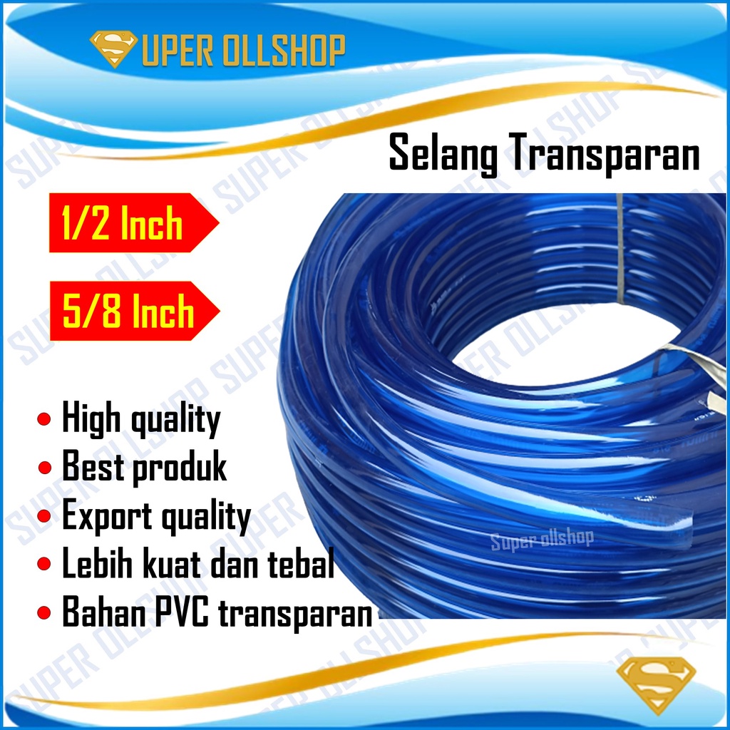 Jual Selang Air Transparan Transparant Inch Permeter Selang