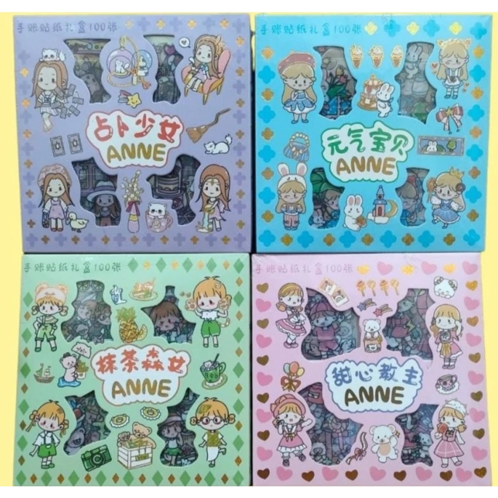 Jual Sticker Momo Anne 1 Box Isi 100 Sticker Botol Viral Stiker Anti ...