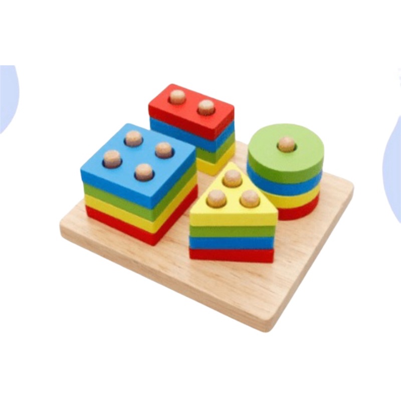 Jual Mainan Anak Edukasi Basic Shape Kayu Balok Geometri Puzzle 3D ...