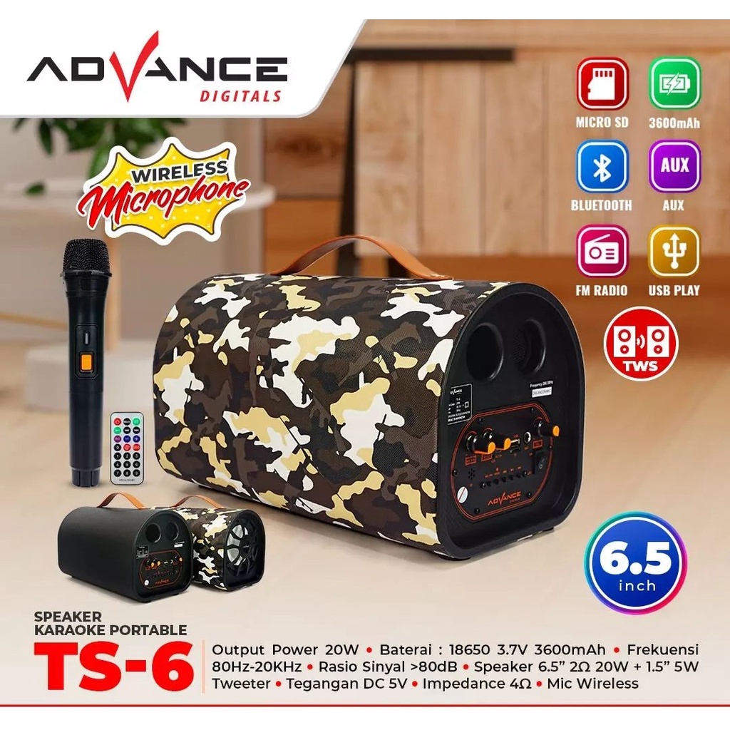 Jual Speaker Advance TS6 + mic Speaker Musik Box Bluetooth Model Tas