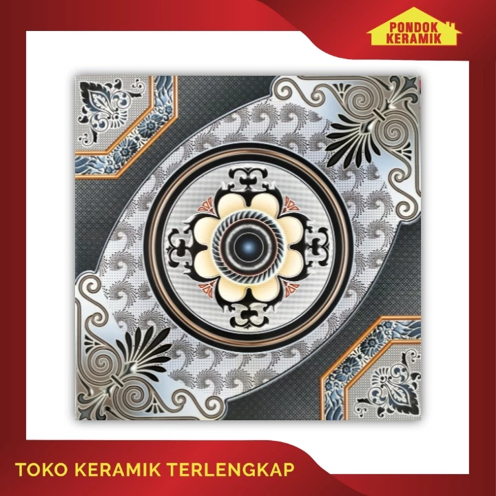 Kerami Lantai Dekoratif Avignon 40x40 Portland Grey Glossy Vintage