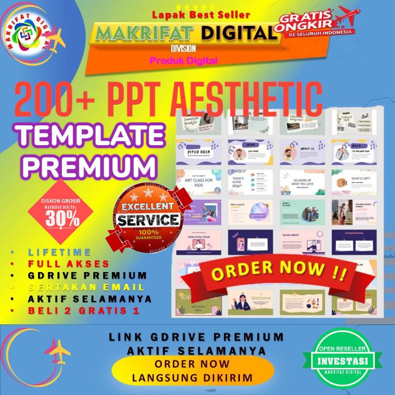 Jual 200+ TEMPLATE PPT AESTHETIC PREMIUM PRESENTASI POWERPOINT EDITABLE