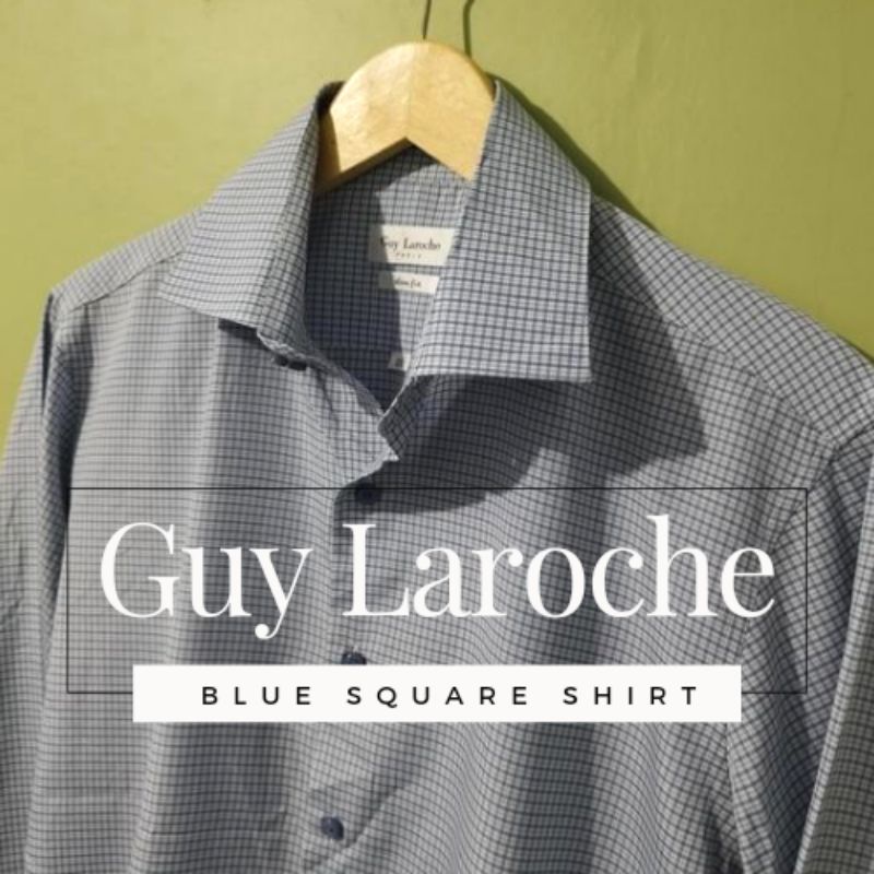 Jual GUY LAROCHE Blue Square Shirt Man Original ( PRELOVED ) Shopee