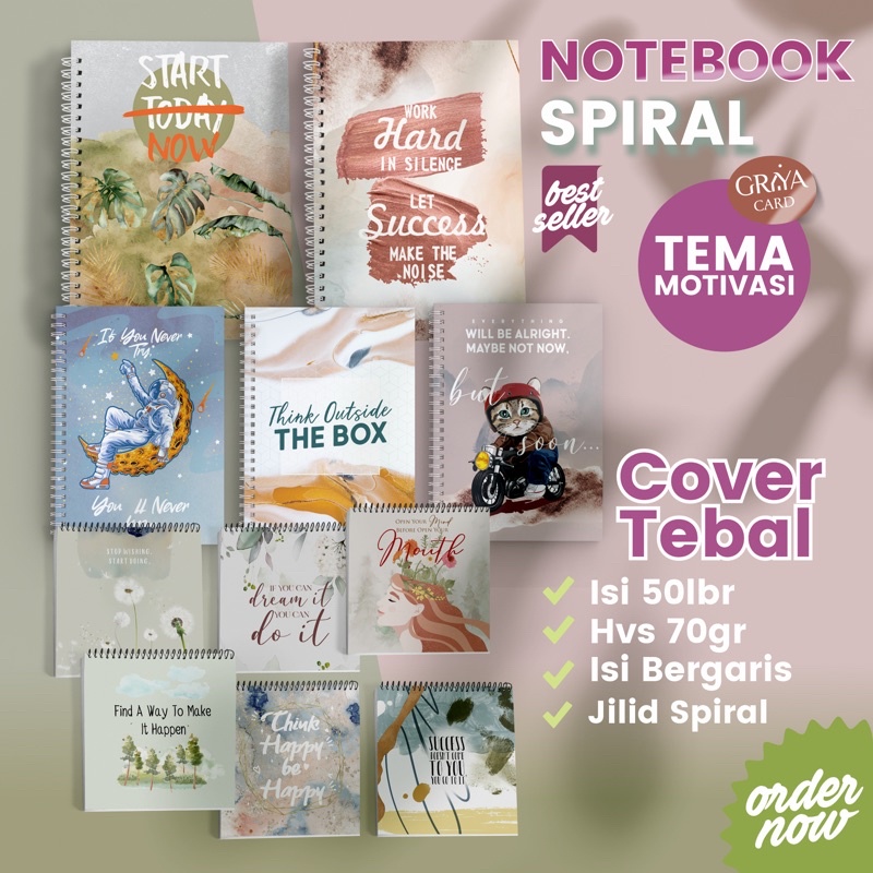 Jual NOTEBOOK CATATAN SPIRAL AESTHETIC | NOTEBOOK SERI MOTIVASI SUKSES ...