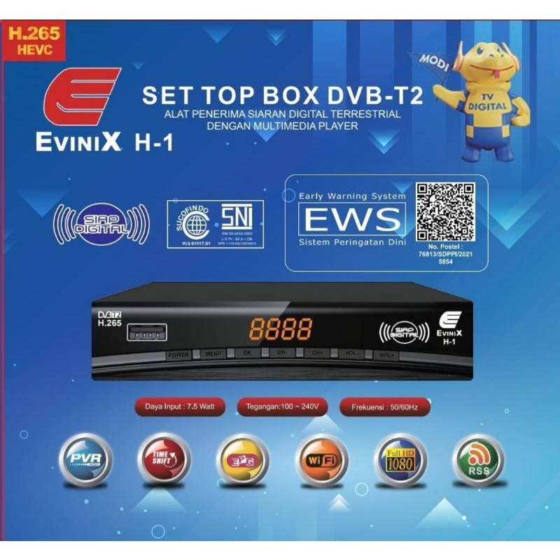 Jual Set Top Box DVBT2 EVINIX by Skybox Receiver TV Digital Pakai
