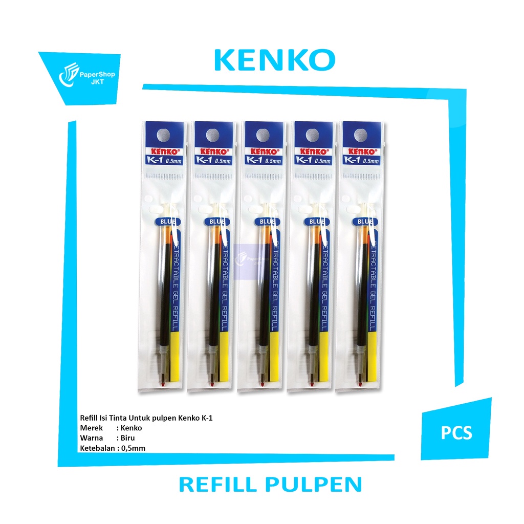 Jual KENKO Refill Gel Pen Isi Pulpen Gel K1 Warna Biru Pcs