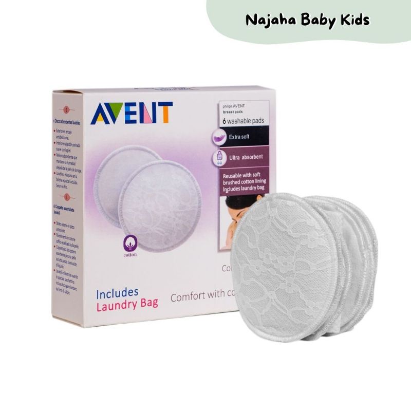 Philips Avent Washable Breast Pads isi 6 pcs bisa dicuci + free