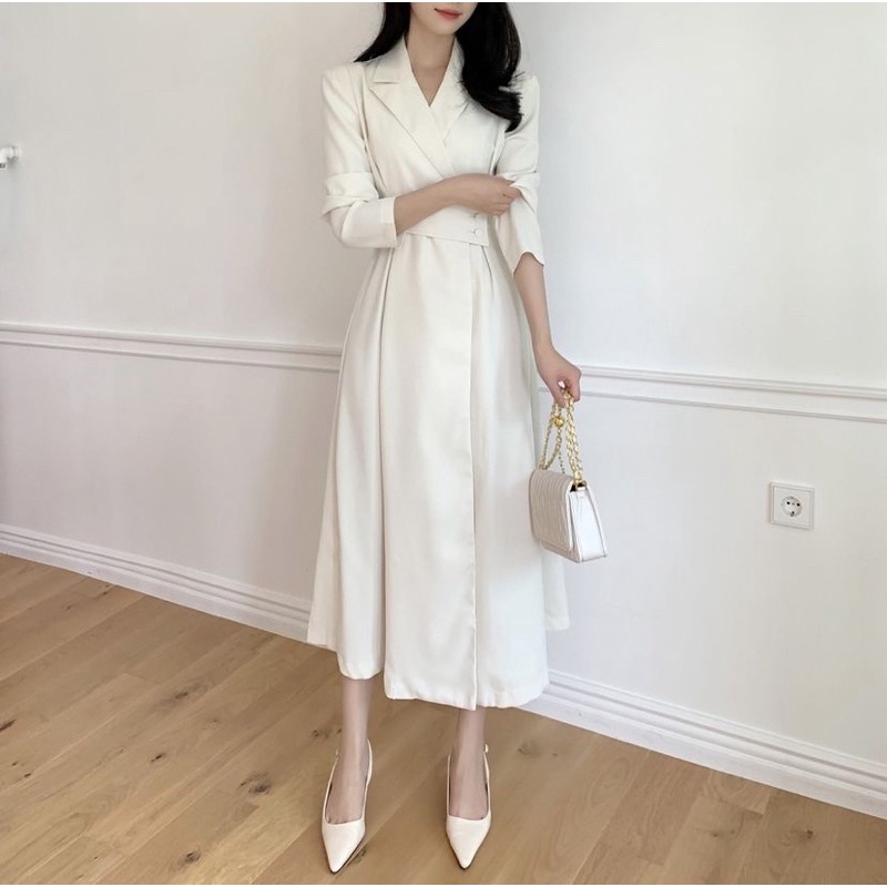 Jual Bian Dress Korean Simple Basic Polos Dinner Casual Gaun Formal ...