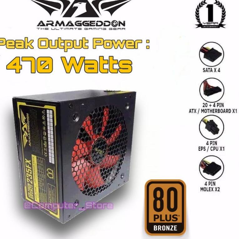 Jual Power Supply Armaggeddon 235 FX Voltron Bronze 80+ Plus [ Maximum Power 470 Watts ] PSU