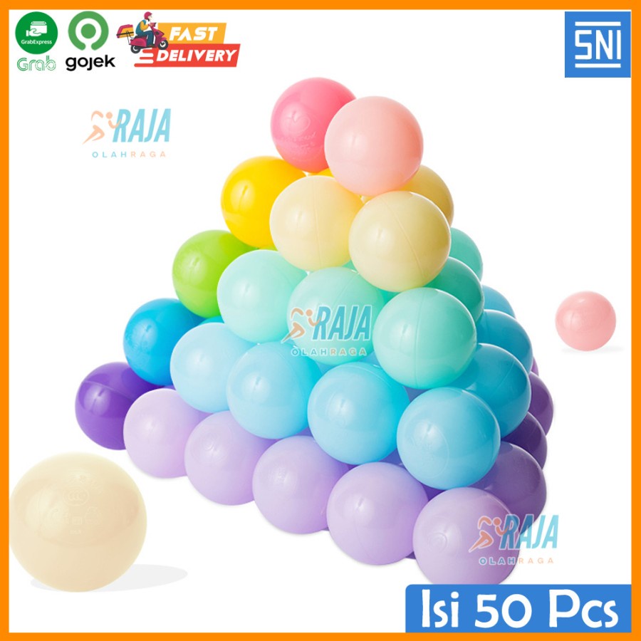 Jual Mainan Mandi Bola Anak Warna Soft / Lembut Isi 50 Pcs Sudah SNI