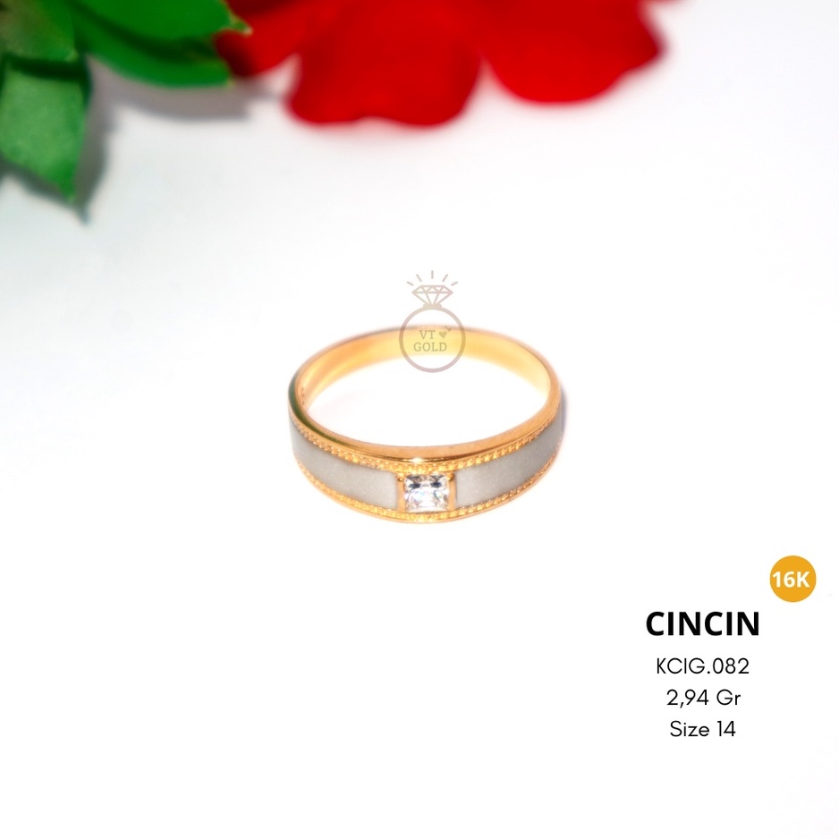 Jual Cincin Emas Wanita Kadar 16k (Model Permata Satu List Abu ...