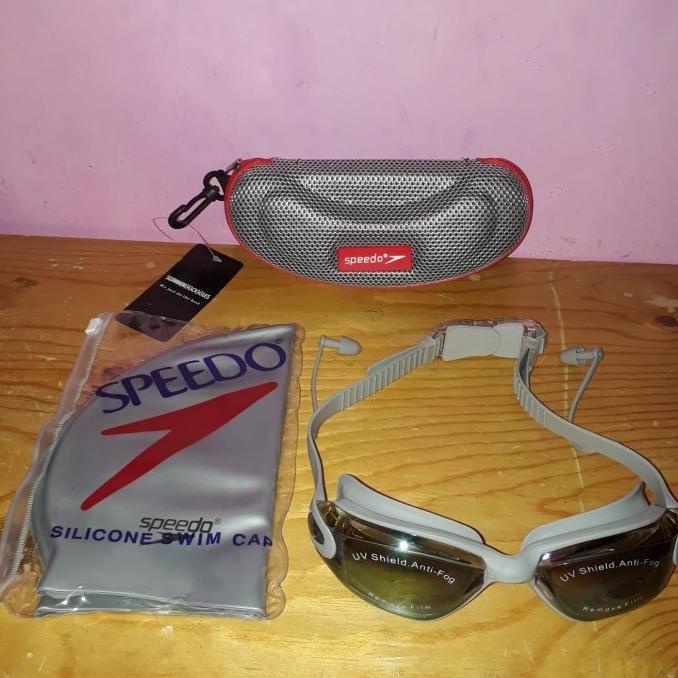 Jual paket kacamata dan topi renang speedo abu-abu | Shopee Indonesia