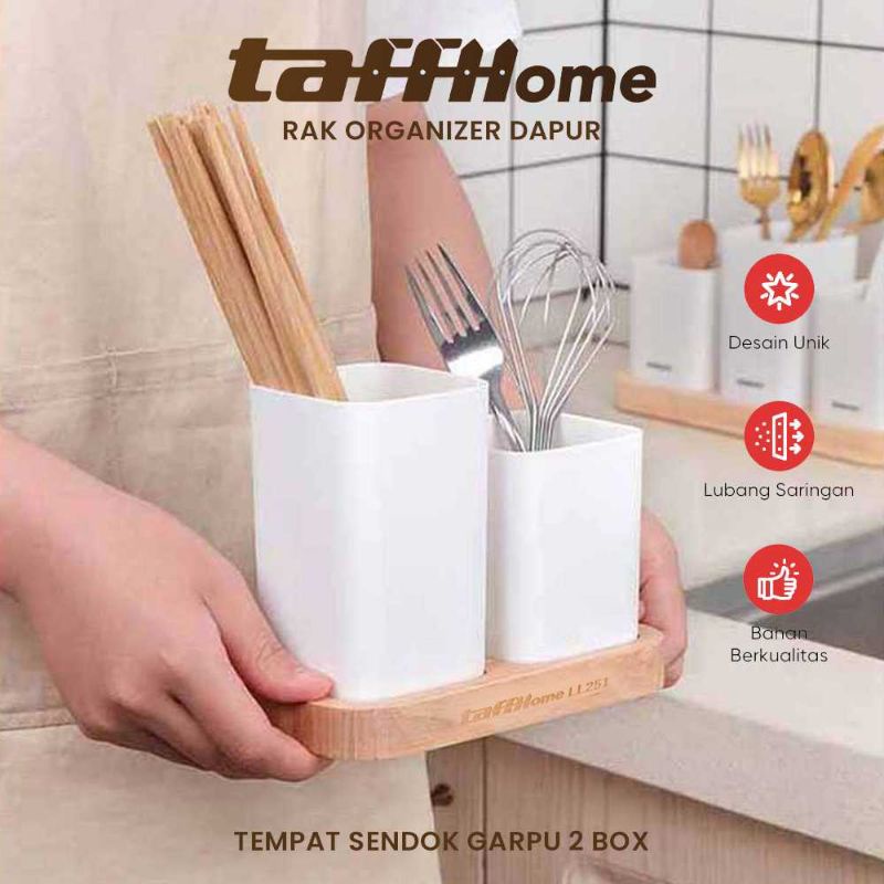 Jual Rak Organizer Dapur Tempat Sendok Garpu 2 Box Kayu Astetik - Rack ...