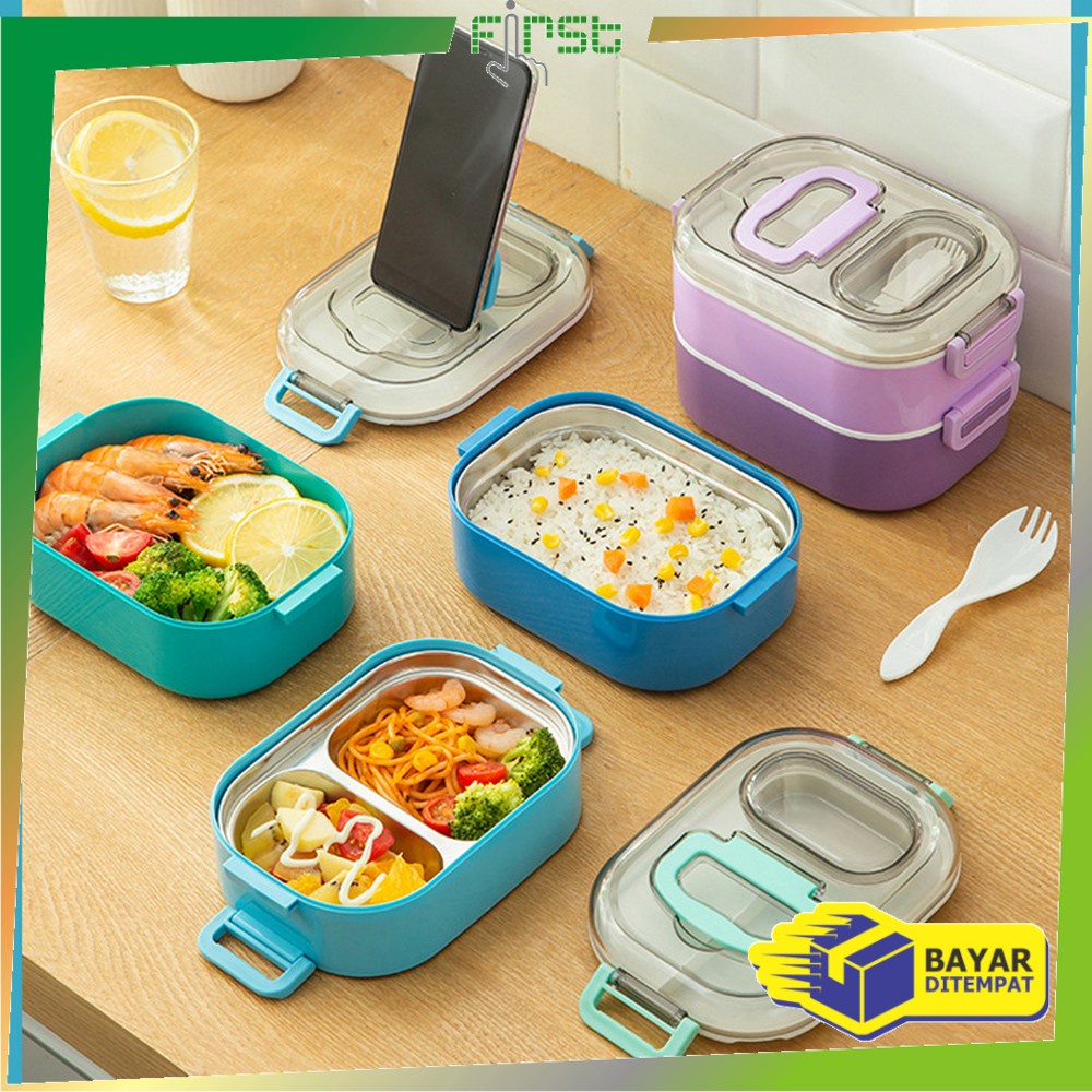 Jual FH-C696 Tempat Makan Set 2 Tingkat Anti Tumpah / Lunch Box Susun ...