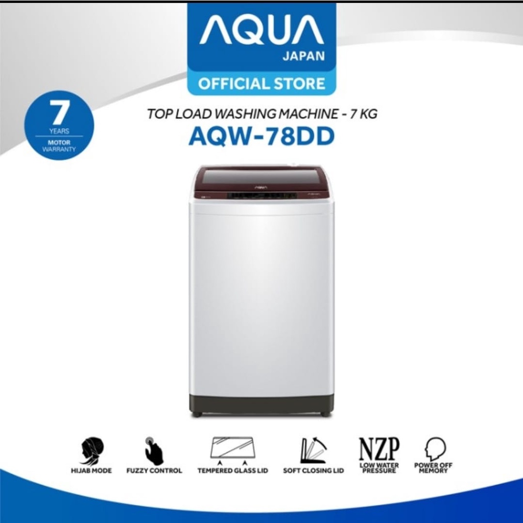 Jual AQUA AQW 78DD JAPAN Mesin Cuci 1 Tabung Top Loading 7 Kg AQW-78DD ...