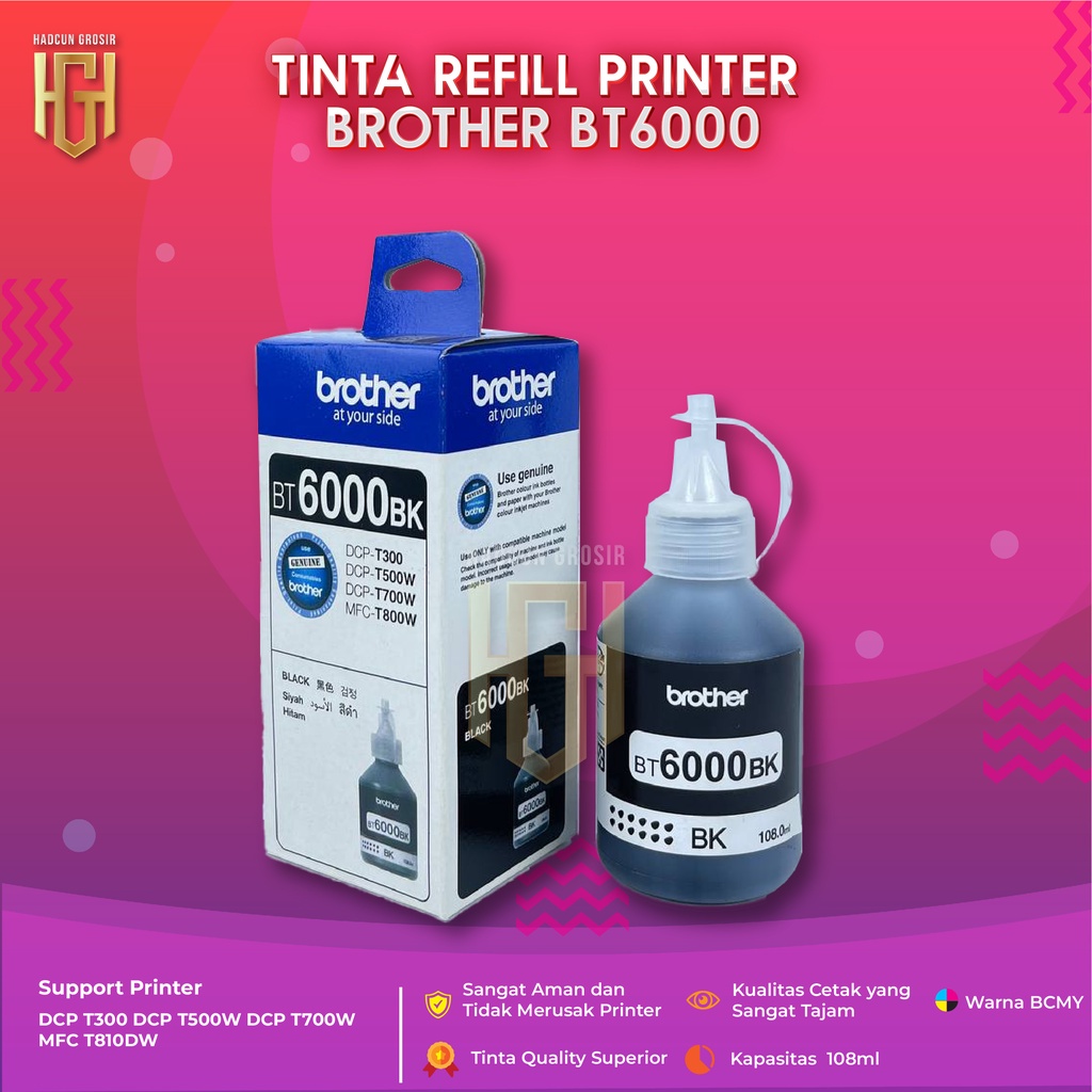 Jual Tinta Brother Refill 108ml BT6000BK Untuk Printer DCP T300 T310 ...