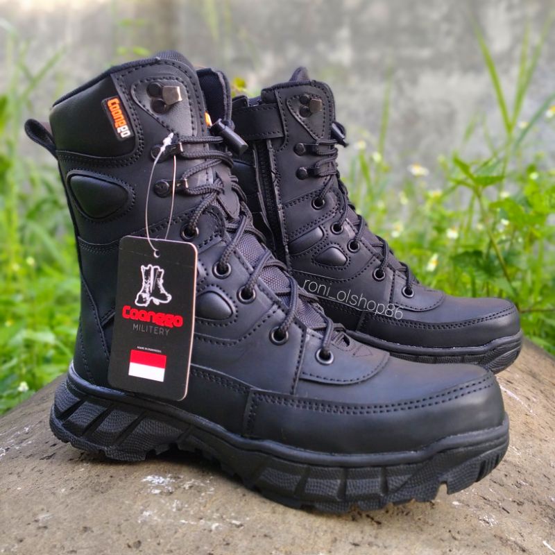 Jual sepatu pdl predator safety ujung besi pdl terbaru tni polri black ...