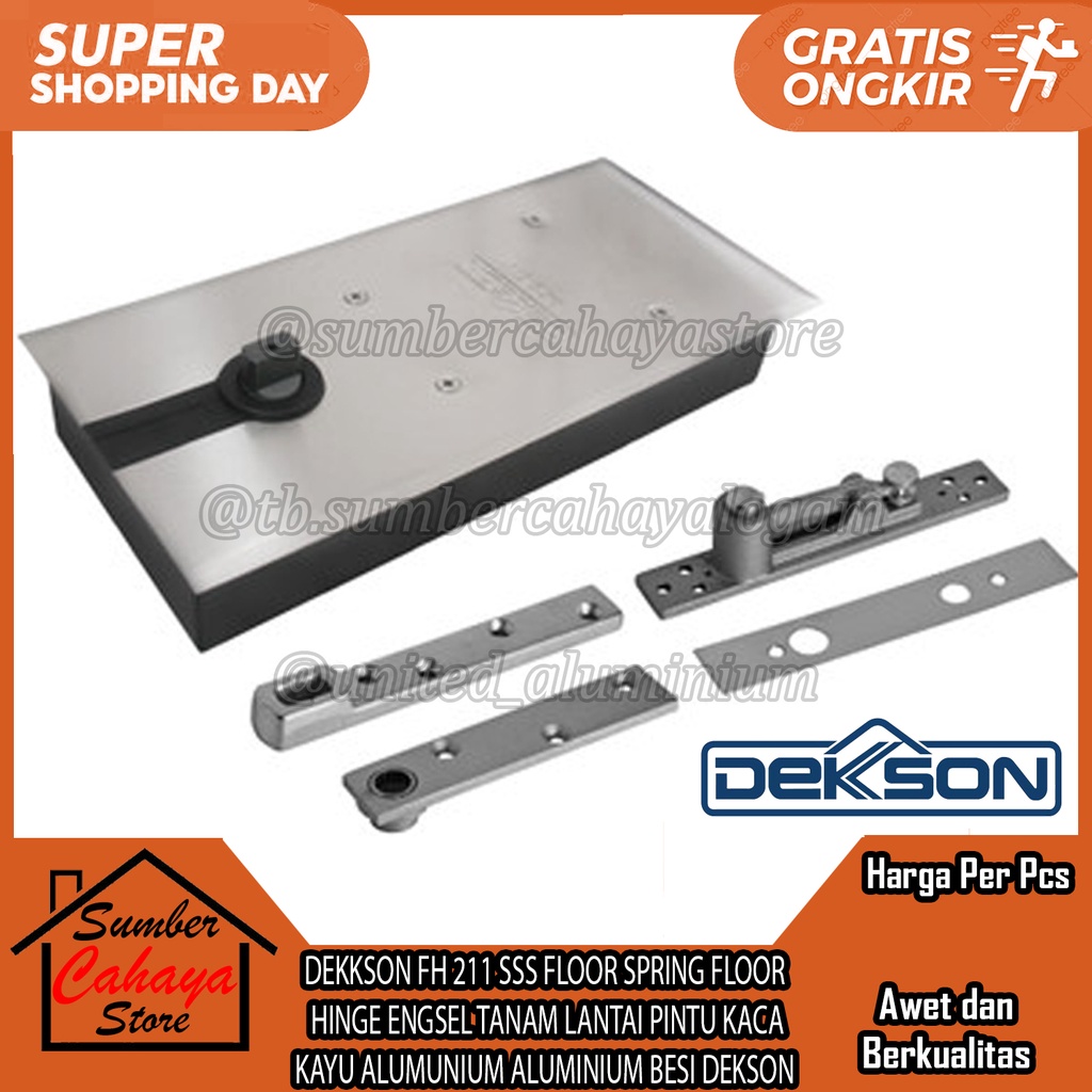 Jual DEKKSON FH SSS FLOOR SPRING FLOOR HINGE ENGSEL TANAM LANTAI PINTU KACA KAYU ALUMUNIUM