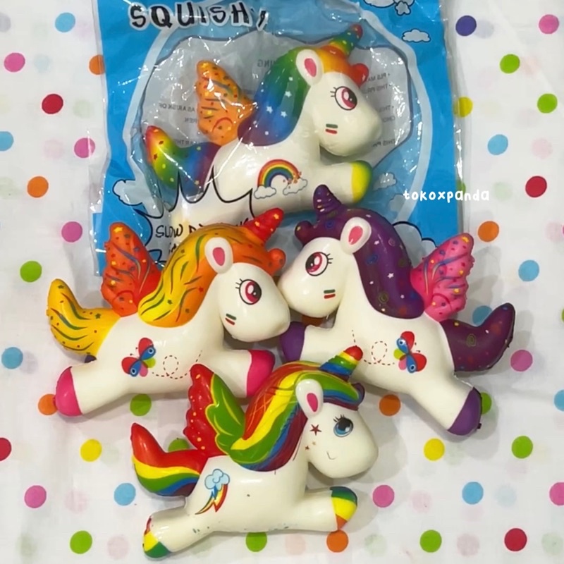 [SALE] Squishy Unicorn Pop Fun Warna Warni Medium – Soft Slow Jumbo Pink  Kuda Poni Pegasus Pelangi Lembut Mainan Anak Perempuan Lucu Imut Cute