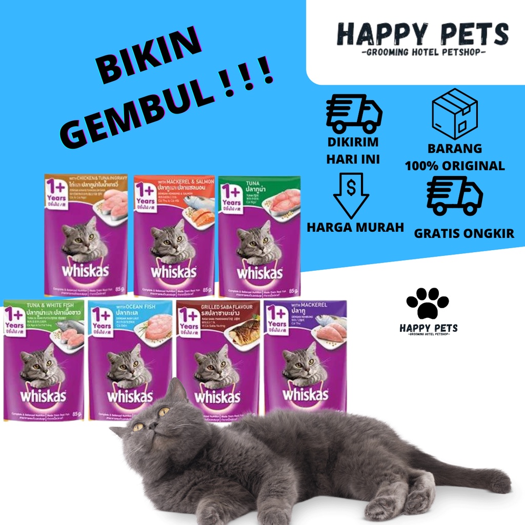 Jual WHISKAS POUCH MAKANAN BASAH KITTEN/ADULT ALL VARIAN 80GR Shopee Indonesia