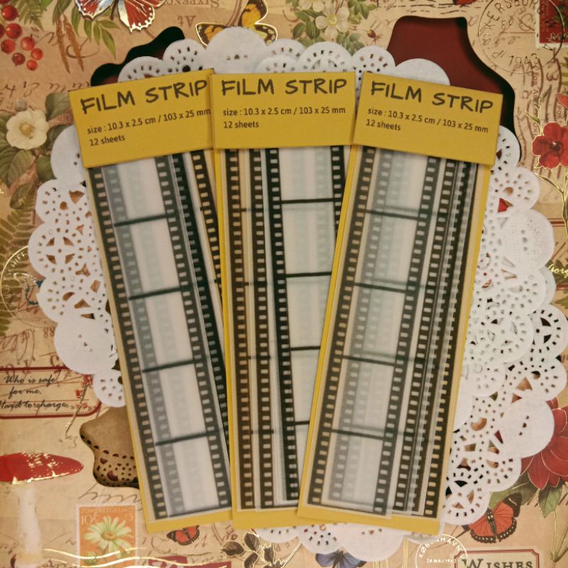 Jual material film strip, paper deco, material paper, journaling
