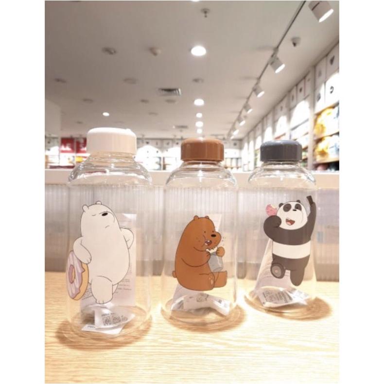 Jual Glass Bottle We Bare Bears Miniso Botol Wbb Panda Icebear Grizz