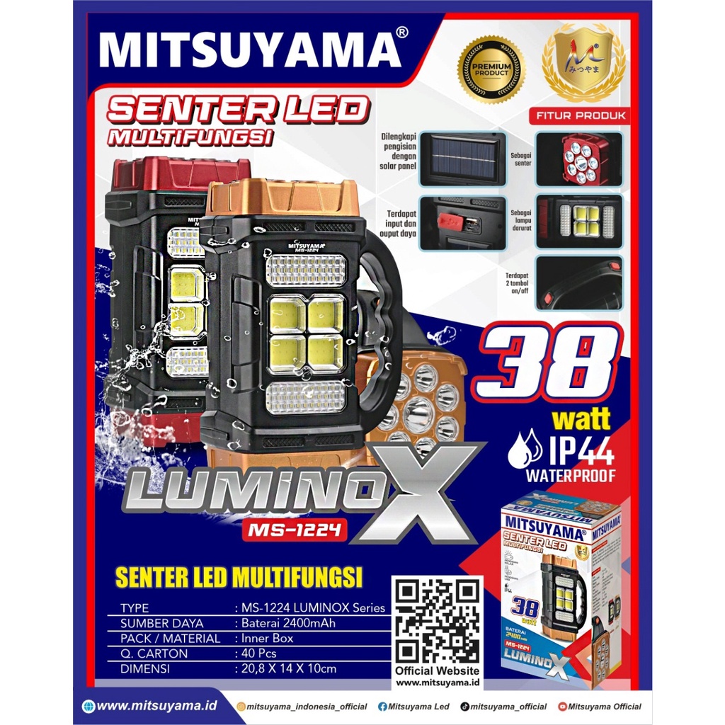 Jual SENTER 8 LED SUPER TERANG Senter LED Multifungsi Luminox Ms-1224 ...