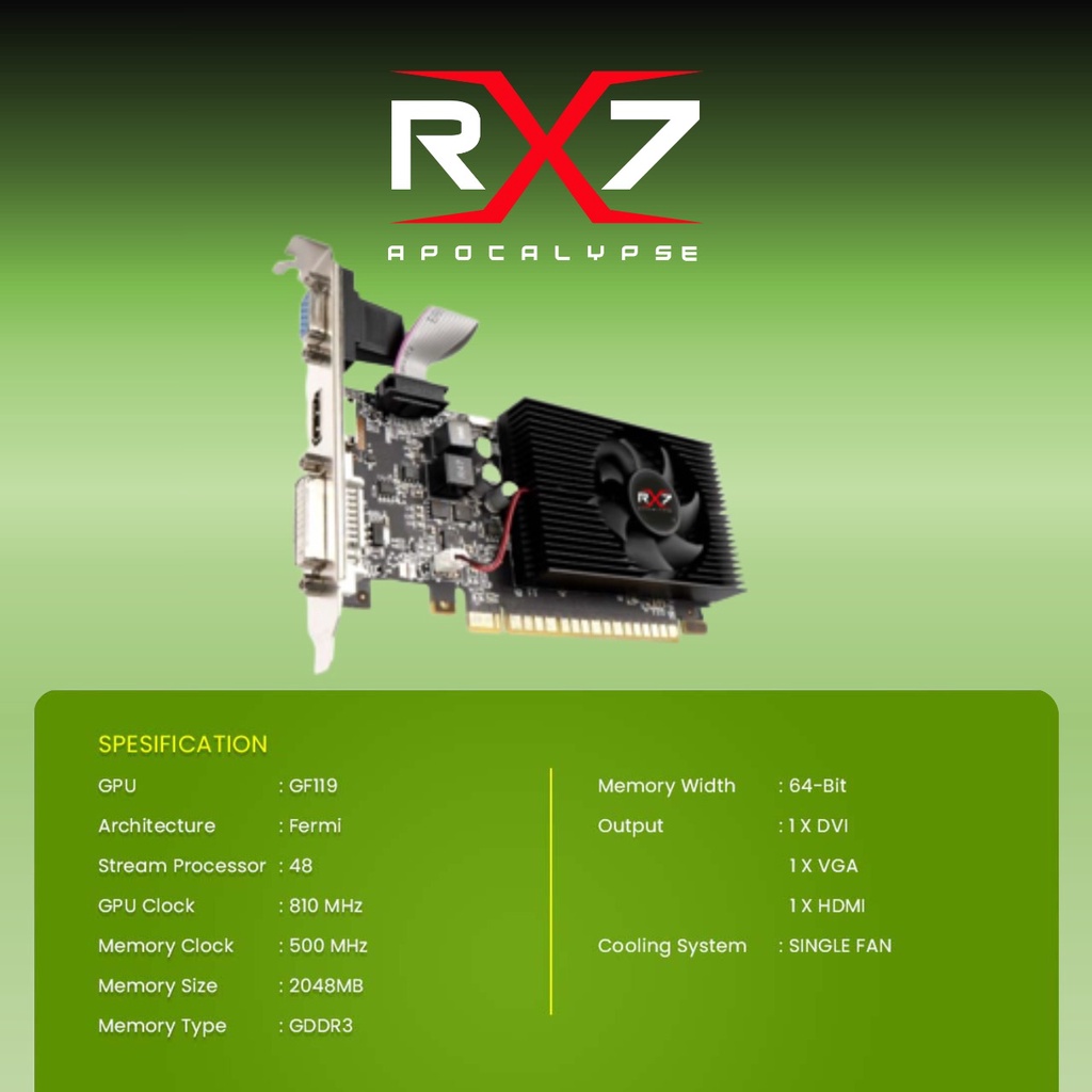 Jual VGA RX7 GT 610 LP 2GB DDR3 64 BIT REAL CAPACITY RESMI | Shopee ...