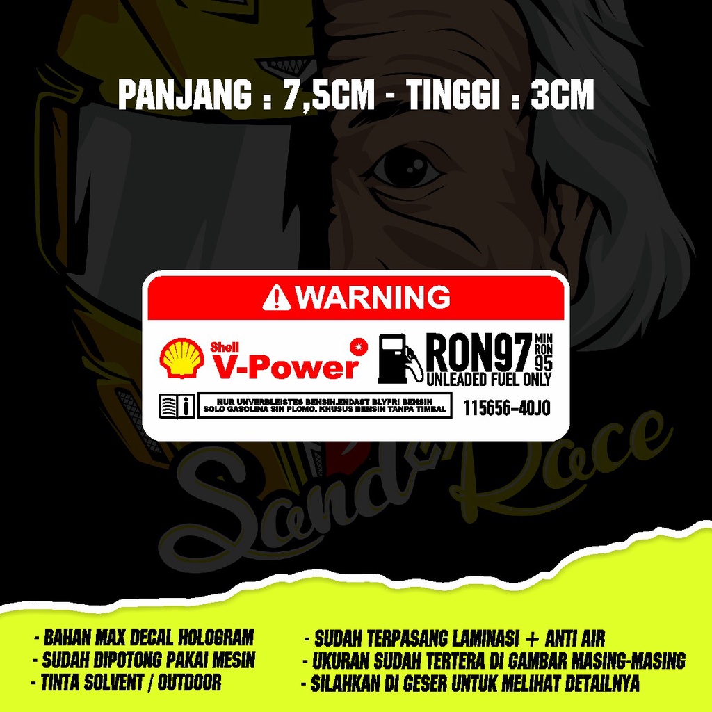Jual sticker printing unleaded fuel only bahan bakar ron pertamax ...