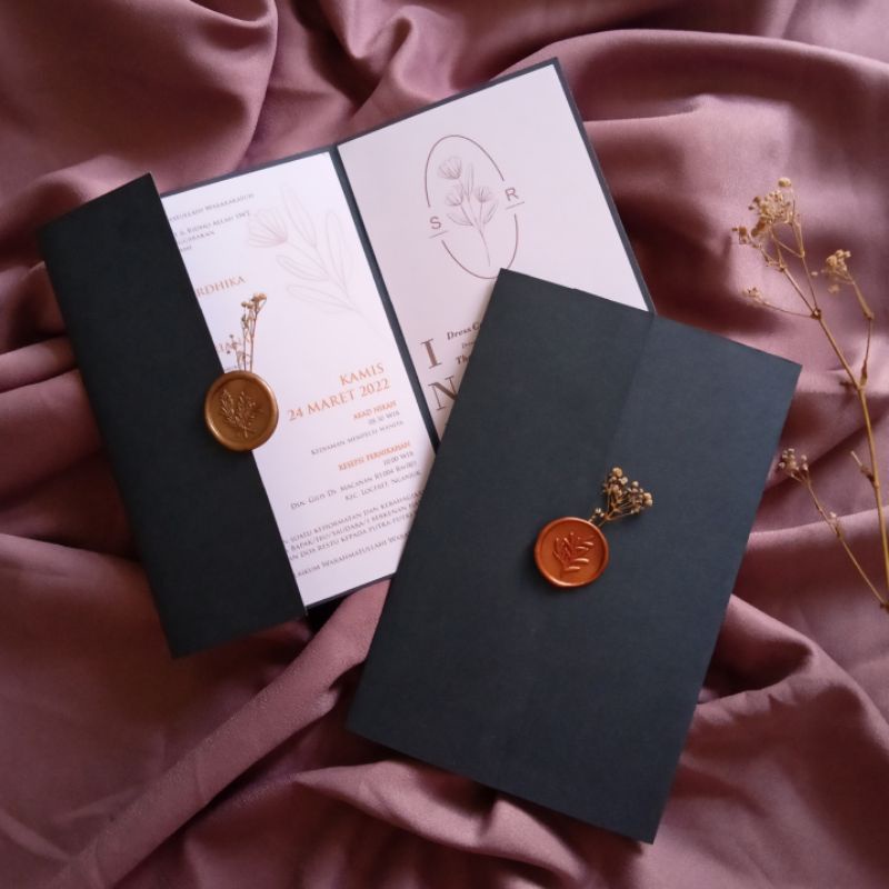 Jual Undangan kartu Pernikahan Nikah Rustic Estetik Aesthetic Elegan