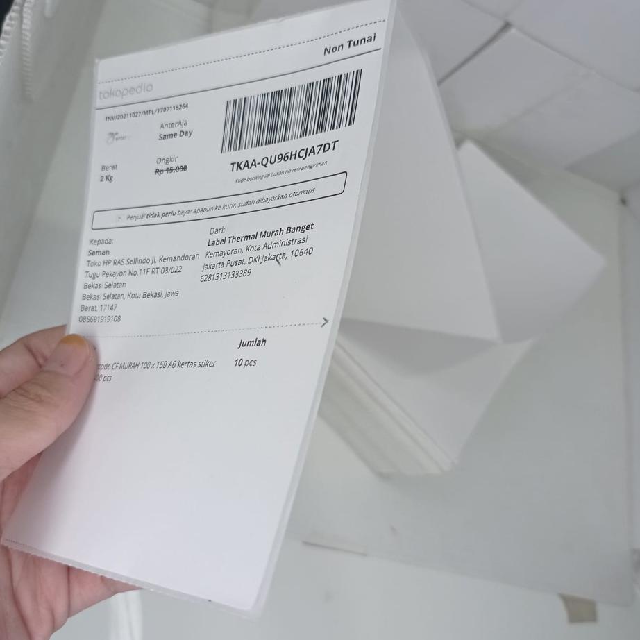 Jual SNT198 Label Barcode CF MURAH 100 x 150 A6 kertas stiker thermal ...