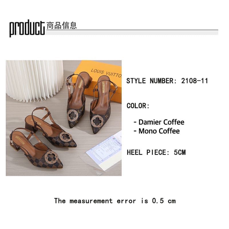 Jual BATAM 12 Louis Vuitton Flower Logo Slingback Heel Shoes 210811(with BOX) Shopee Indonesia