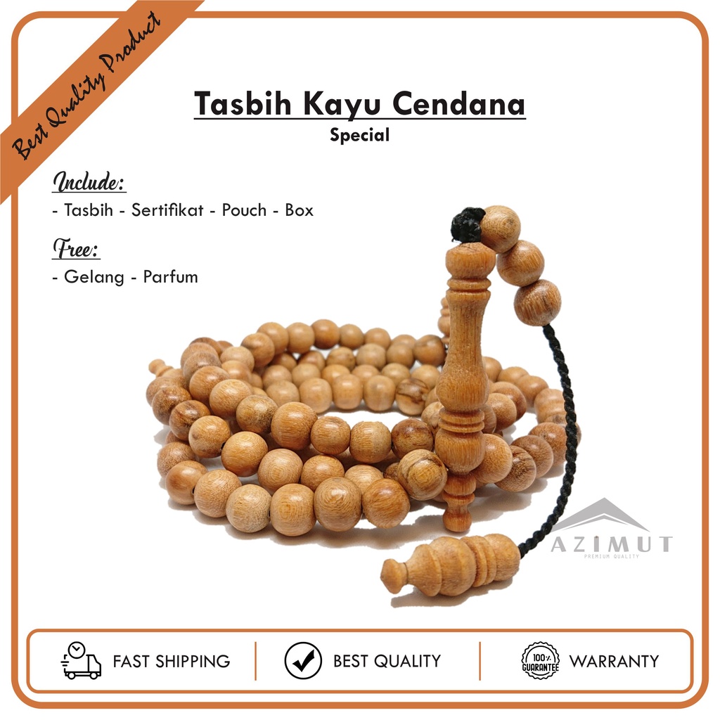 Jual Tasbih Kayu Cendana Wangi Original Bersertifikat Azminut Tasbih Premium Cendana Bonus