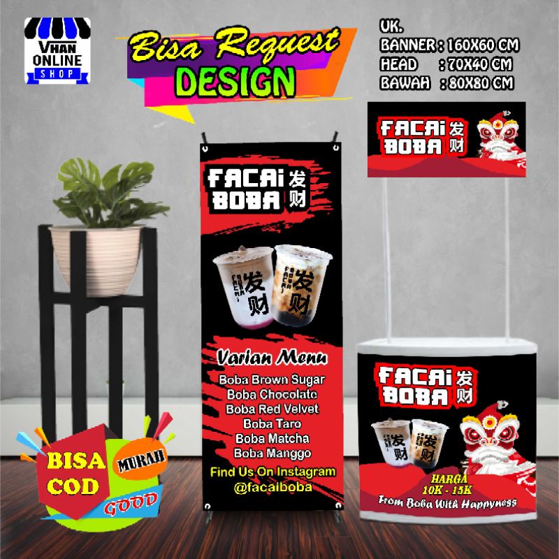 Jual Spanduk Banner Paket Lengkap Facai Boba Keren, Minuman Boba ...